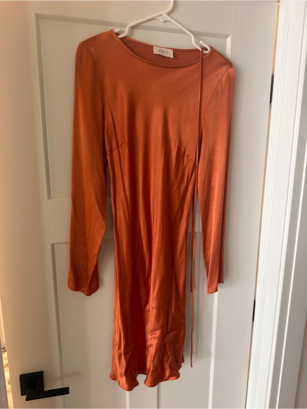 Dissh Satin Orange Long-Sleeve Dress